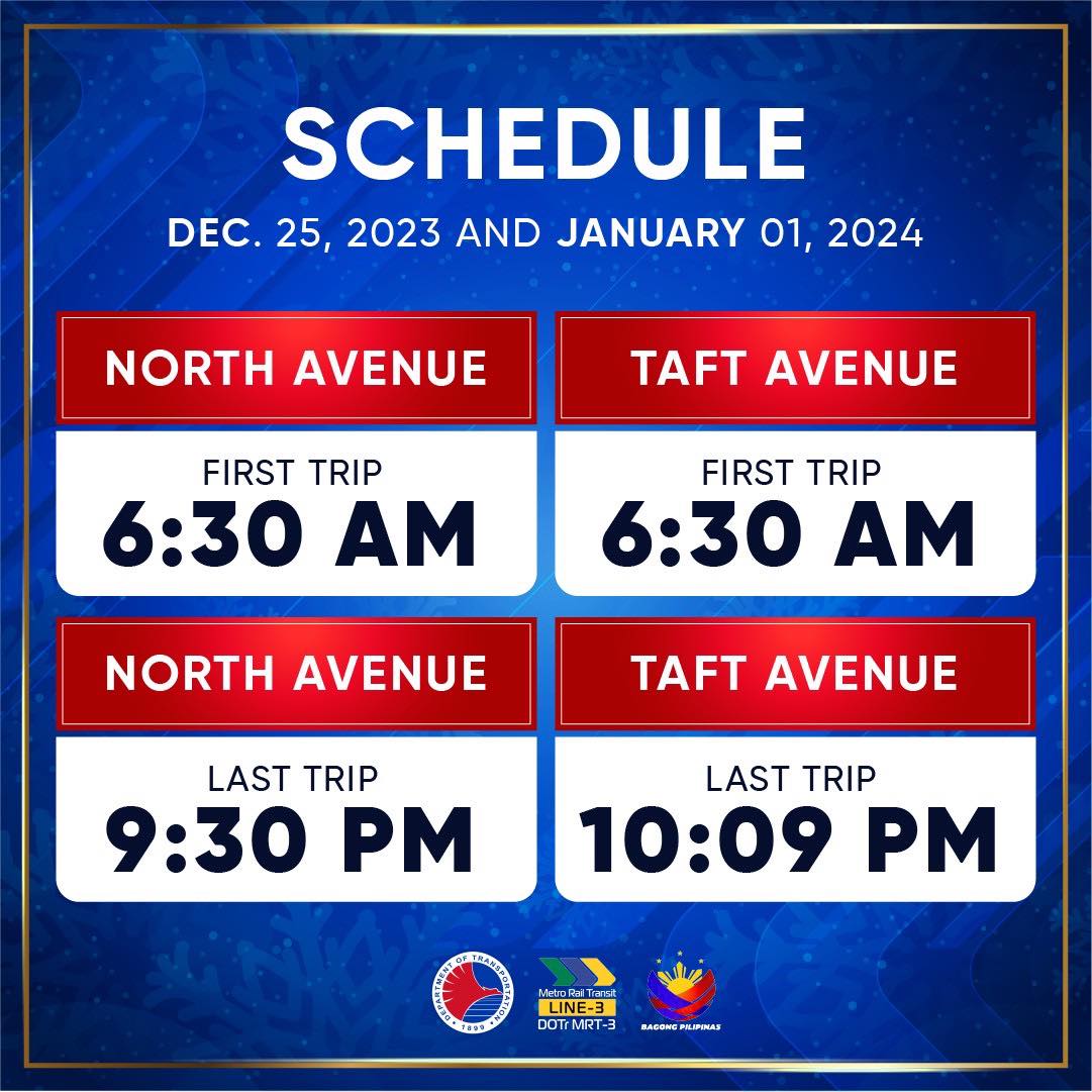 PSA MRT3, LRT1, PNR to implement adjusted operating schedule for